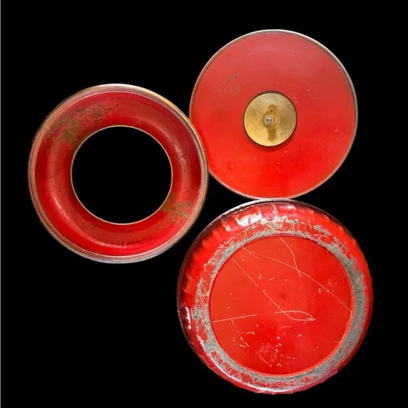 Vintage Red Metal Sewing Box w/ Thread Insert | Mid-Century Notions Tin - Picture 8 of 9